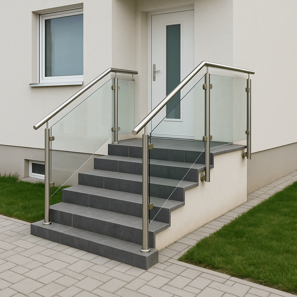 Edelstahlgeländer mit Glas nach Maß